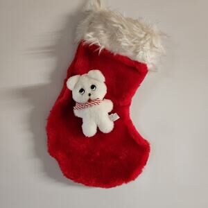 VTG Eden bear Roly Poly Eyes Christmas Stocking 13" L